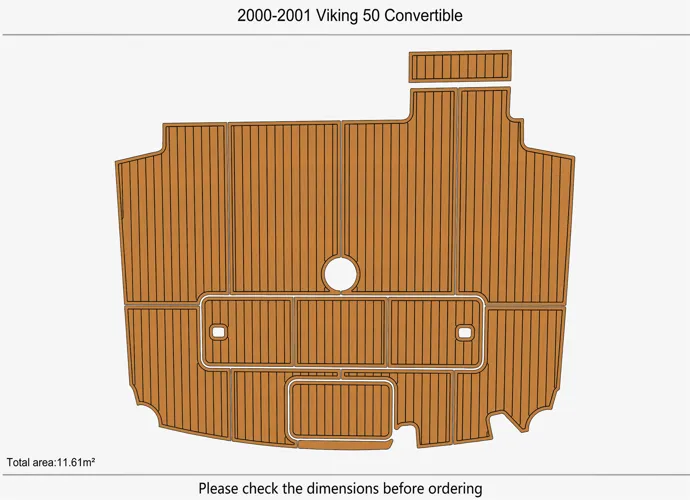 2000-01 Viking Yachts 50 Convertible with EVA decking installation tools and instructions displayed.